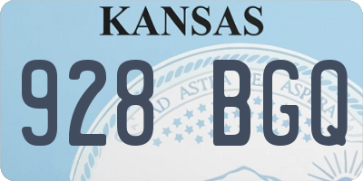 KS license plate 928BGQ