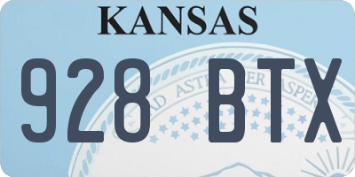 KS license plate 928BTX