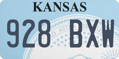 KS license plate 928BXW