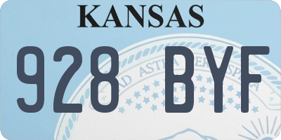 KS license plate 928BYF