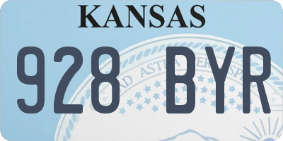 KS license plate 928BYR