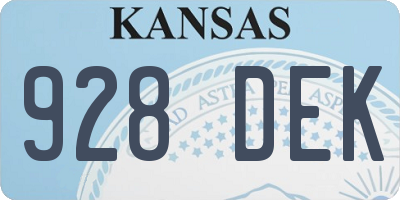KS license plate 928DEK