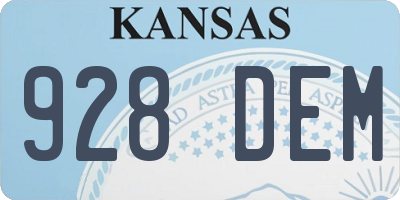KS license plate 928DEM