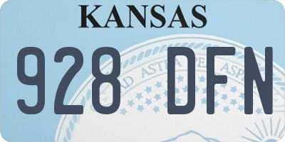 KS license plate 928DFN