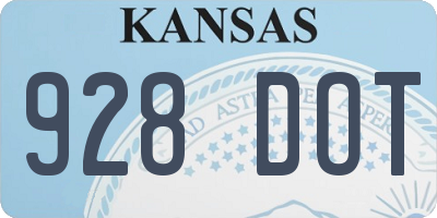KS license plate 928DOT