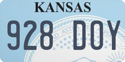 KS license plate 928DOY