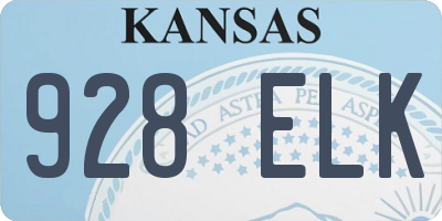 KS license plate 928ELK