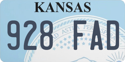 KS license plate 928FAD
