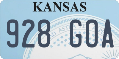 KS license plate 928GOA