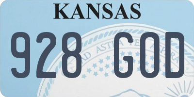 KS license plate 928GOD