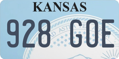 KS license plate 928GOE
