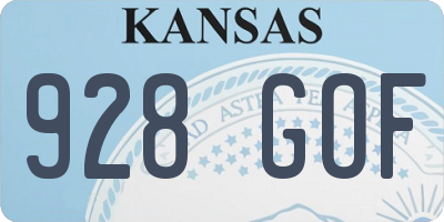 KS license plate 928GOF