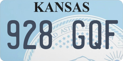 KS license plate 928GQF