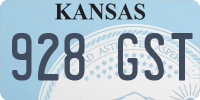 KS license plate 928GST