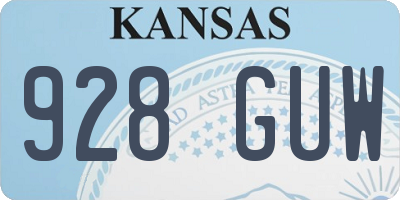 KS license plate 928GUW