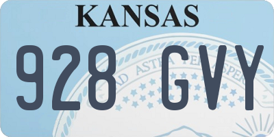 KS license plate 928GVY