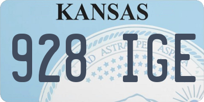 KS license plate 928IGE