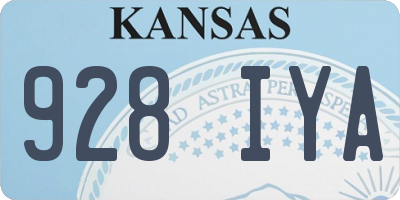 KS license plate 928IYA