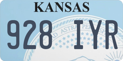 KS license plate 928IYR