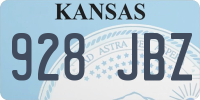 KS license plate 928JBZ