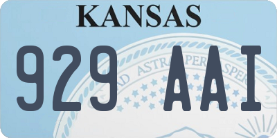 KS license plate 929AAI