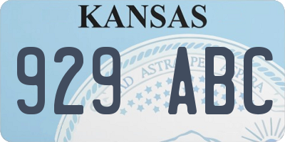 KS license plate 929ABC