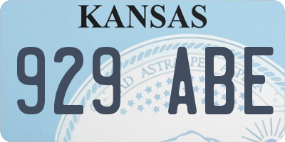 KS license plate 929ABE