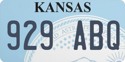 KS license plate 929ABQ