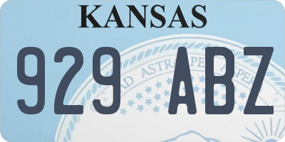 KS license plate 929ABZ
