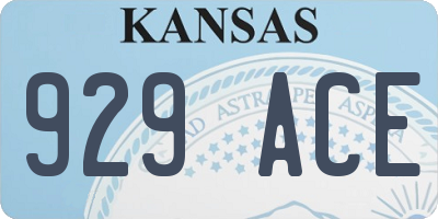 KS license plate 929ACE