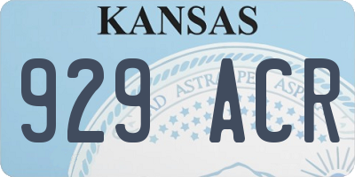 KS license plate 929ACR