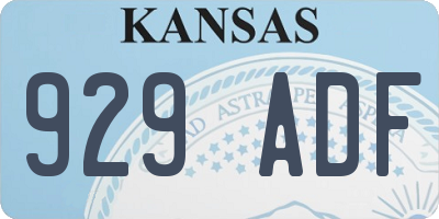 KS license plate 929ADF