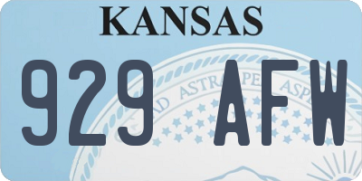 KS license plate 929AFW