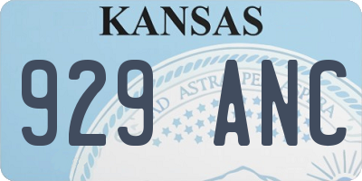 KS license plate 929ANC