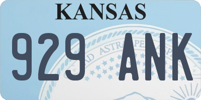 KS license plate 929ANK
