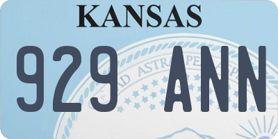 KS license plate 929ANN
