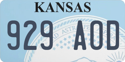 KS license plate 929AOD