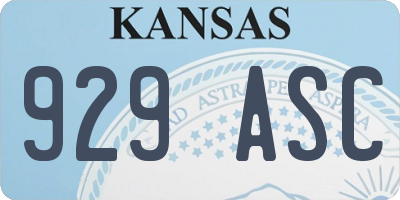 KS license plate 929ASC