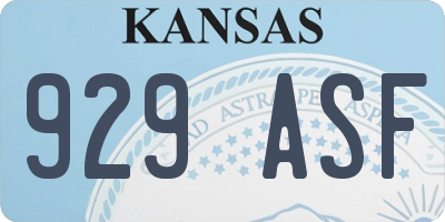 KS license plate 929ASF