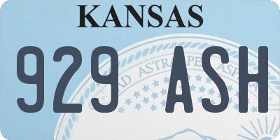 KS license plate 929ASH