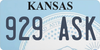 KS license plate 929ASK