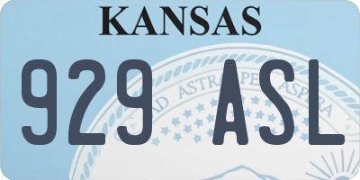 KS license plate 929ASL
