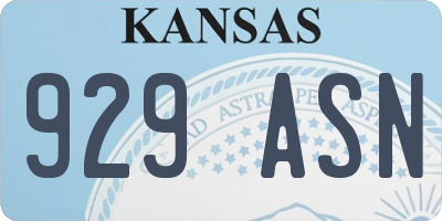 KS license plate 929ASN