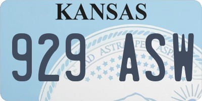 KS license plate 929ASW