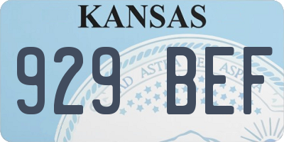 KS license plate 929BEF