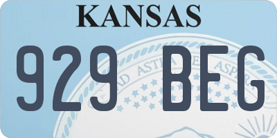 KS license plate 929BEG