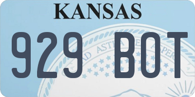 KS license plate 929BOT