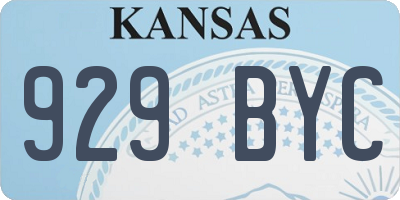 KS license plate 929BYC