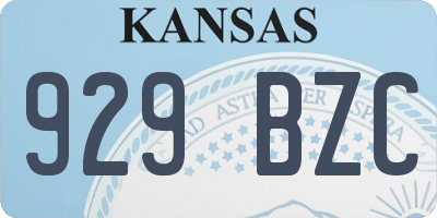 KS license plate 929BZC