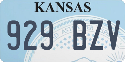 KS license plate 929BZV